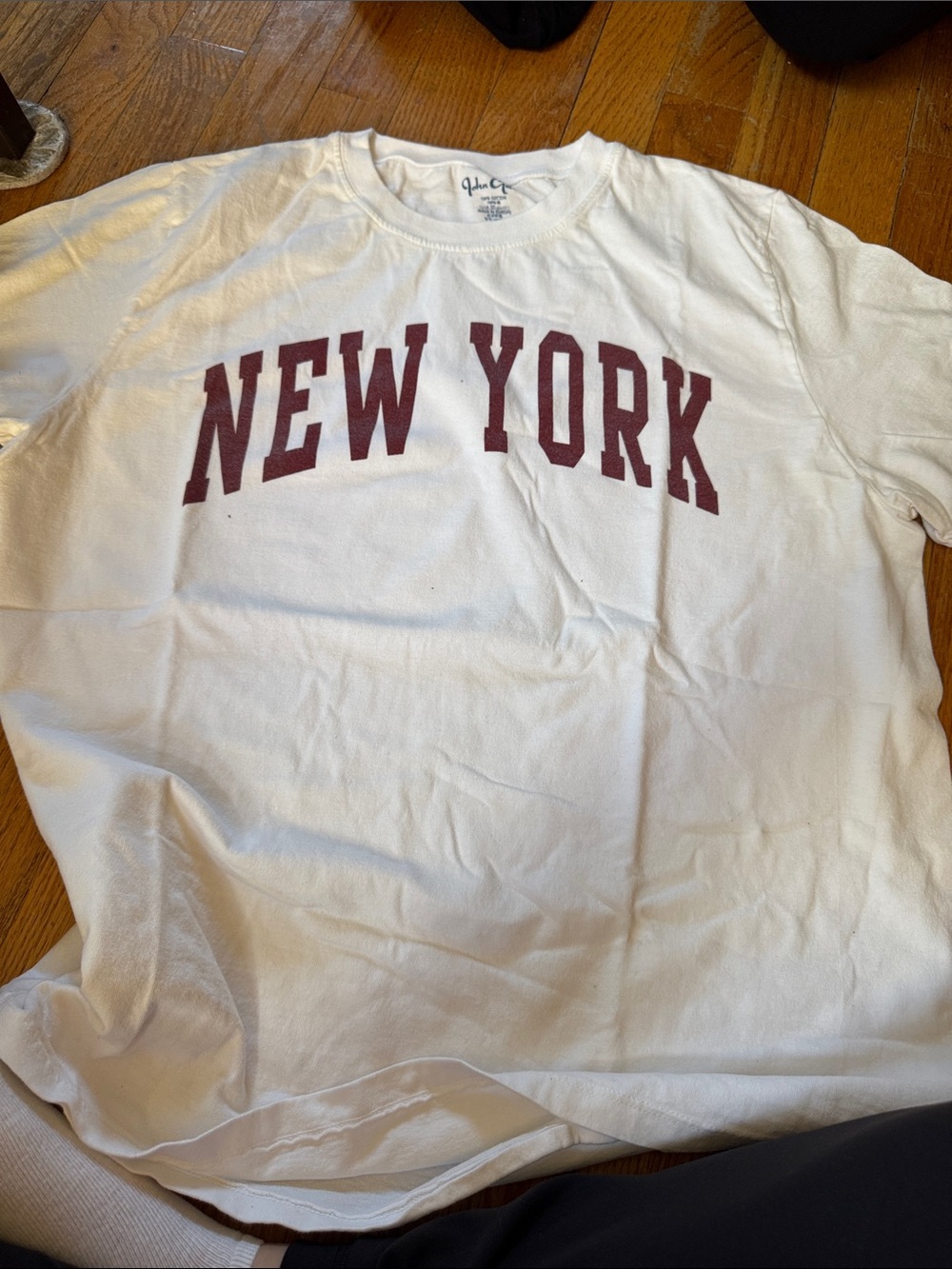 Brandy Melville White Tee with Maroon "NEW YORK" Print